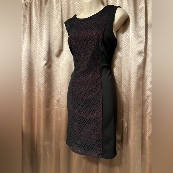 Black Dress with Lace and Red Detailing - Picture 2 of 3